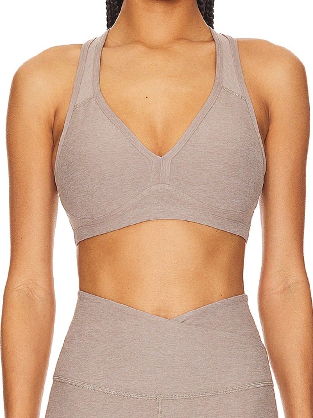 beyond yoga life your spirits sports bra medium birch padded workout pilates